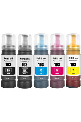 Epson Ecotank L3211,L3250,L3251 103 4 Renk Muadil muadil mürekkep Seti + 1 Siyah