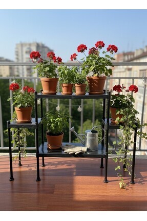 Lider Tunç TUNİVA NİVA Modern Basamaklı Saksılık Dekoratif Çiçeklik Ve Balkon...
