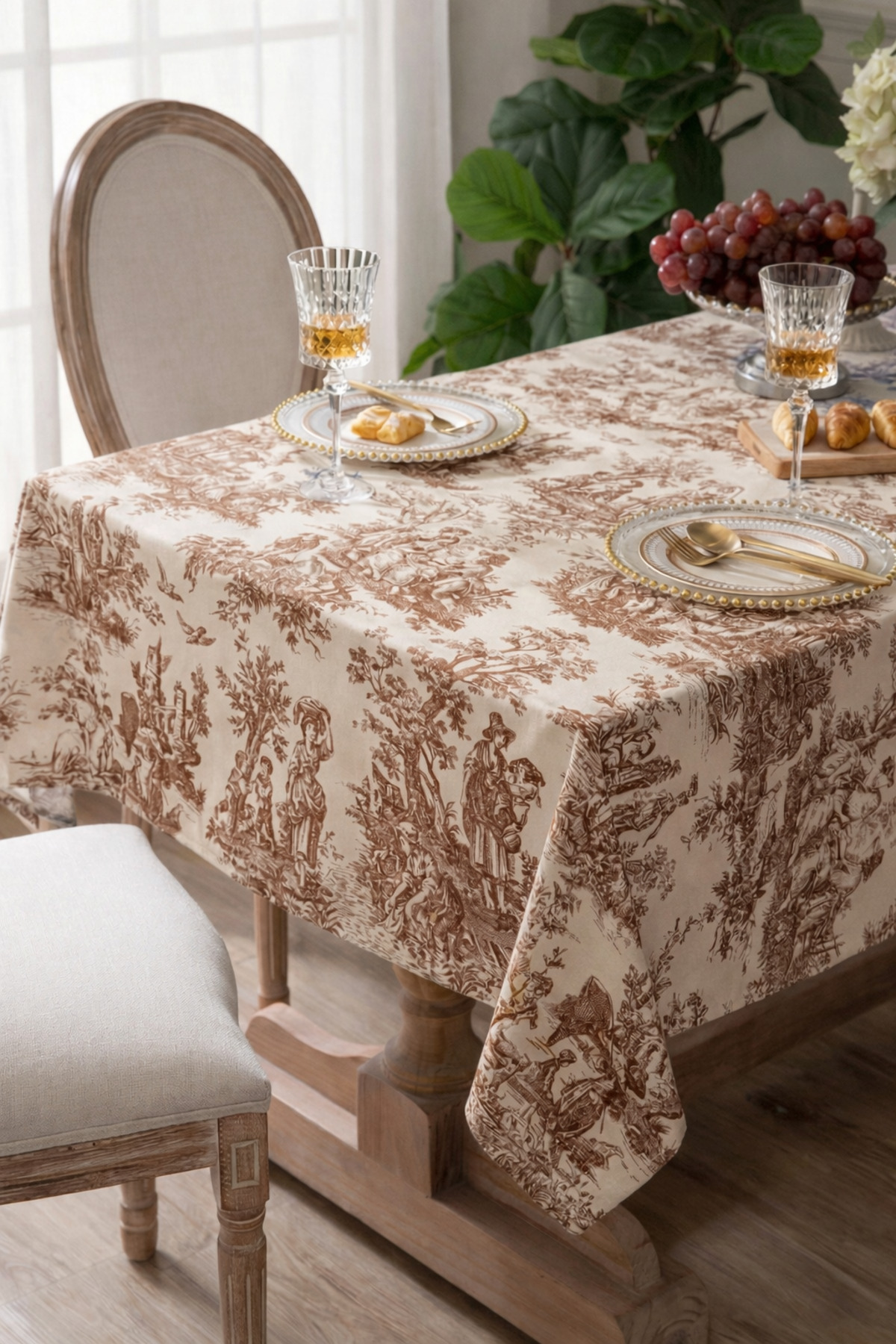 English French Peasants Patterned Rustic Vintage Decorative Oversized Tablecloth