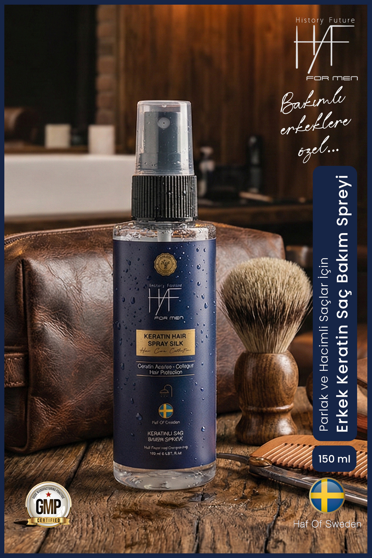 Erkek Keratin Saç Bakım Spreyi Güçlü Parlak Ve Hacimli Saçlar Için Elektriklenme Karşıtı Sprey 150ml — HAF-KERATINSPREY — تصویر 7 از 8
