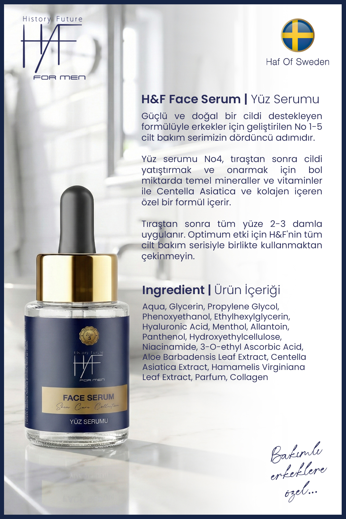 سرم صورت مردانه HAF - طراوت‌بخش، ضد چروک و مرطوب‌کننده پس از اصلاح — HAF-FACESERUM — تصویر 4 از 8