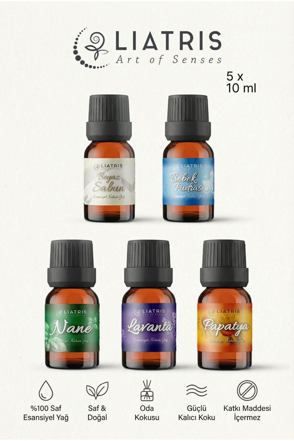 liatris LAVANTA-BEYAZ SABUN-PAPATYA-BEBEK PUDRASI-NANE esansiyel uçucu yağ 5*10 ml fotoğrafı 2 (önizleme)