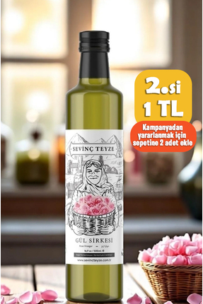 Organik Teyze Sevinç Teyze Doğal Fermantasyon Gül Sirkesi, Rose Vinegar 500ml