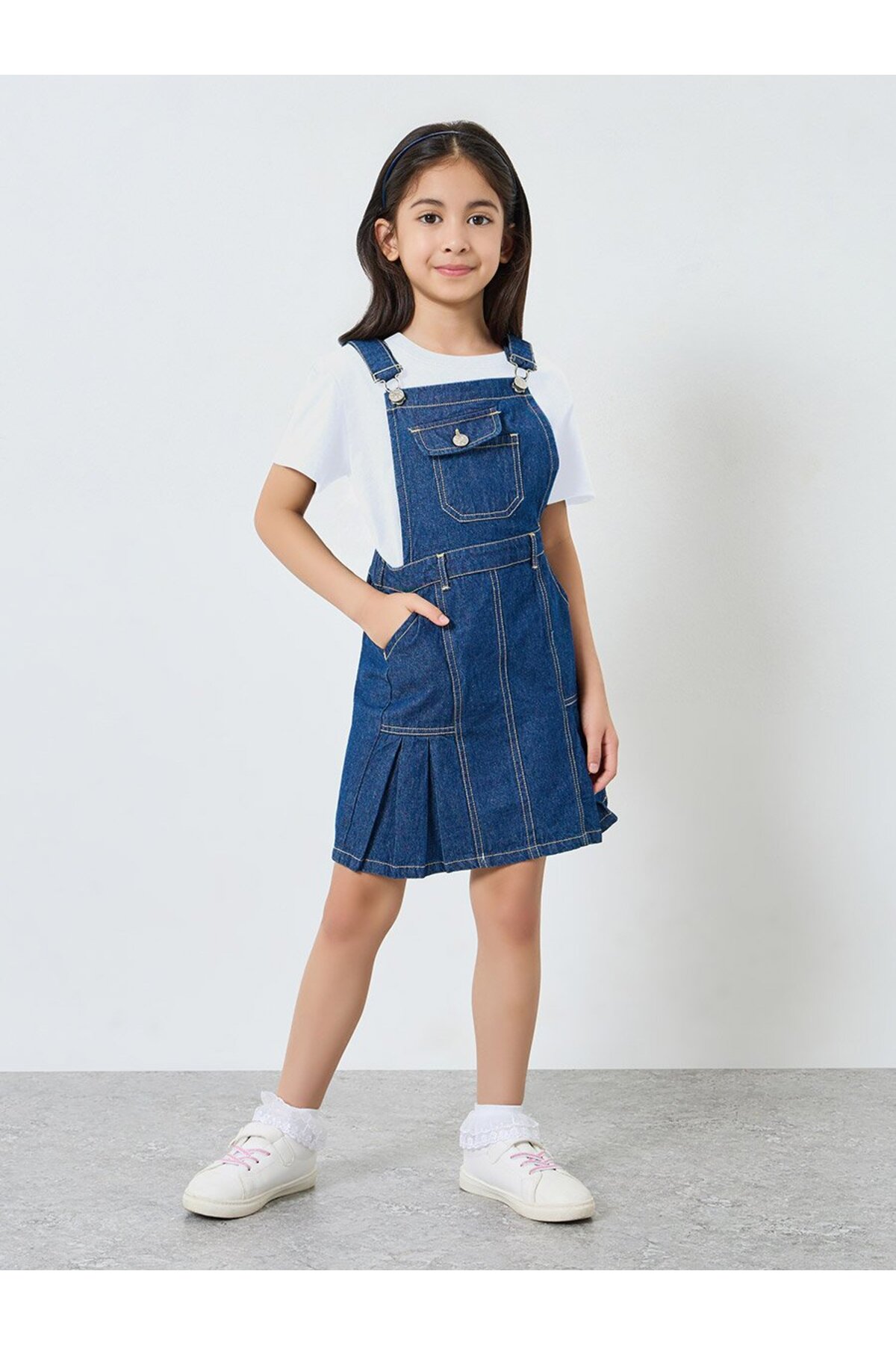 Styli Girls Denim Pinafore Dress