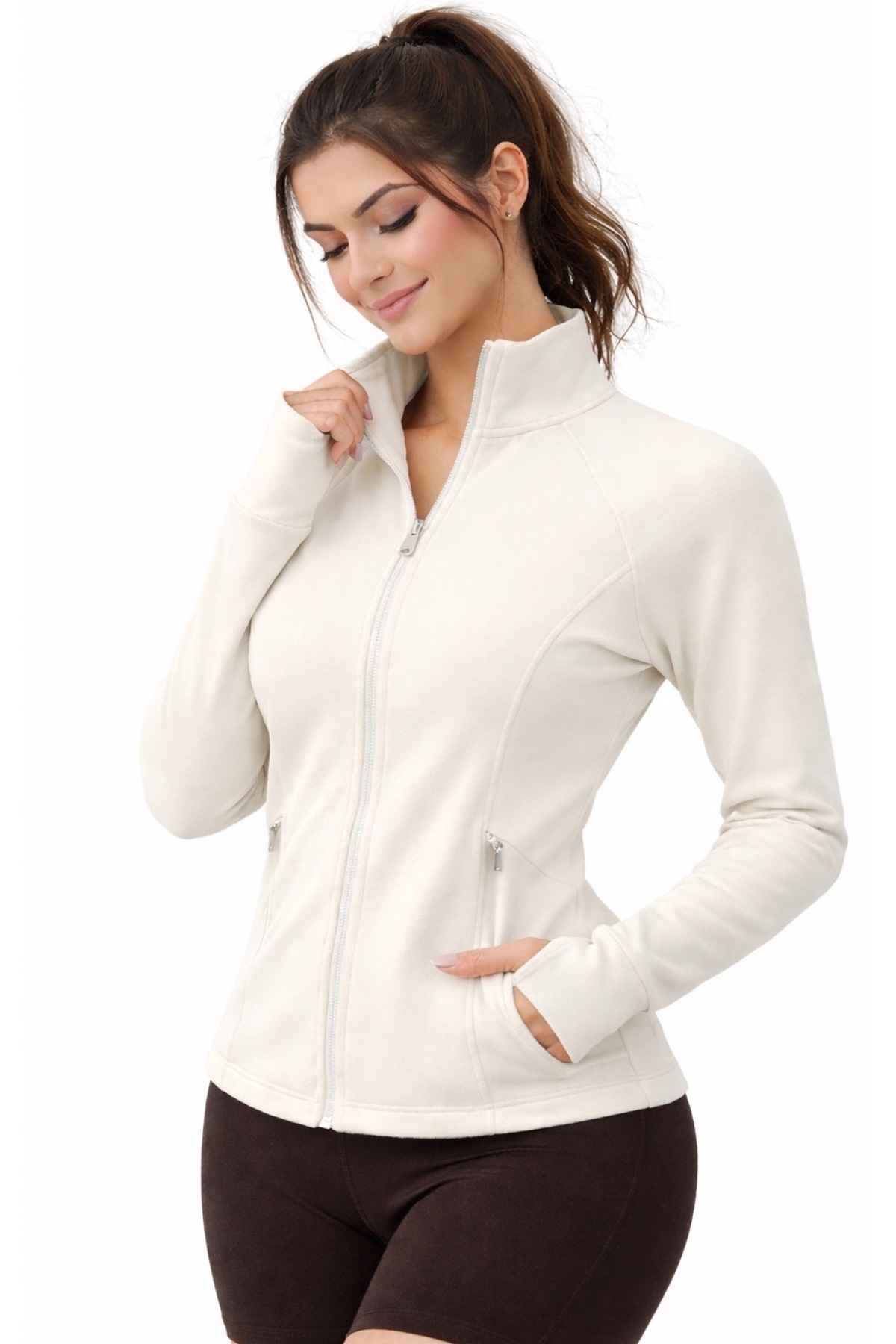 SHEBARA  FERMUARLI DIK YAKA SPORCU SWEATSHIRT - Görsel 3