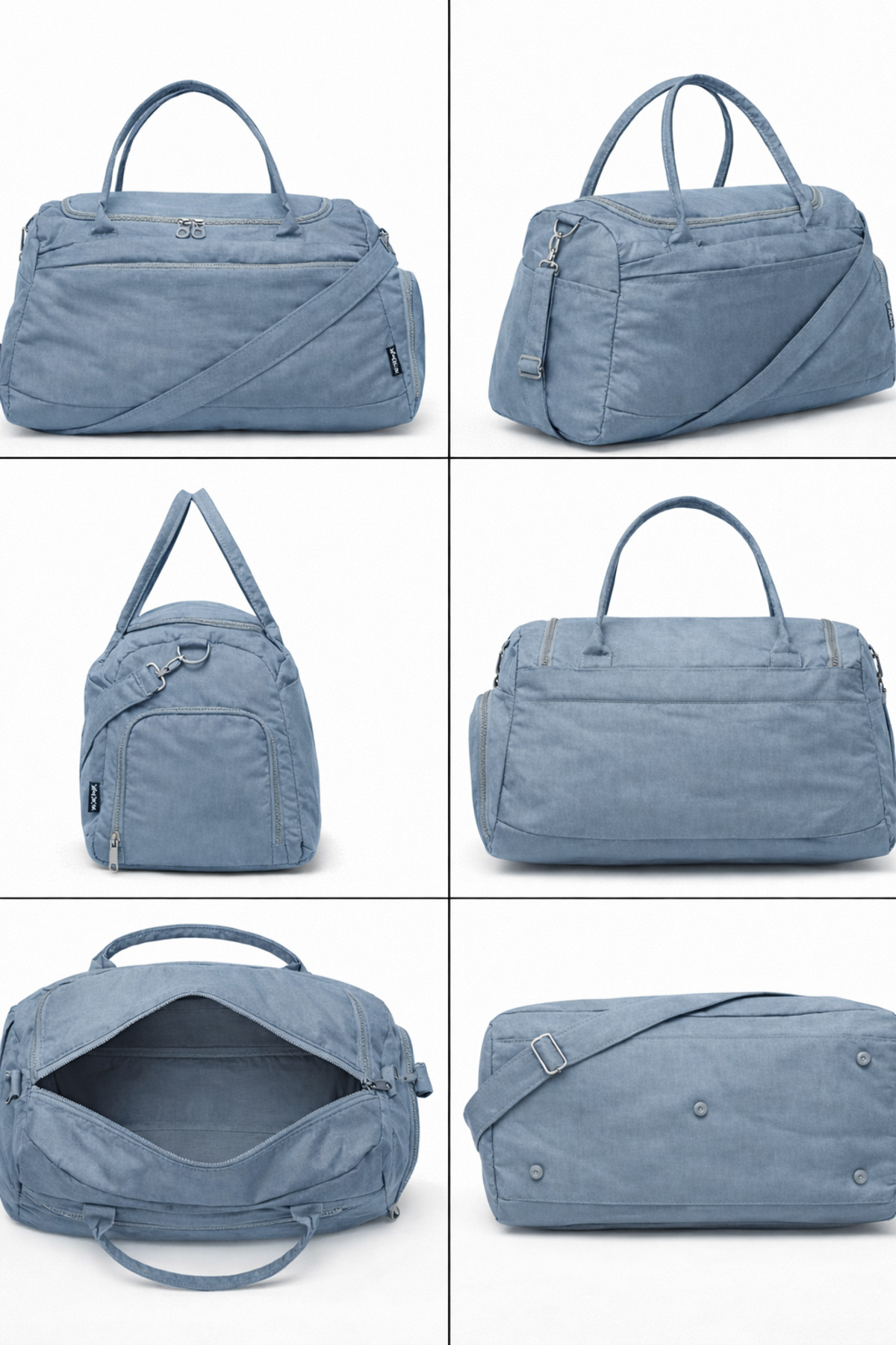 KAFF  Gri Krinkıl Kumaş Ayakkabı Bölmeli 0818 Önü Cepli Su Geçirmez Omuz Askılı Spor Ve Seyahat Çantası - Görsel 7