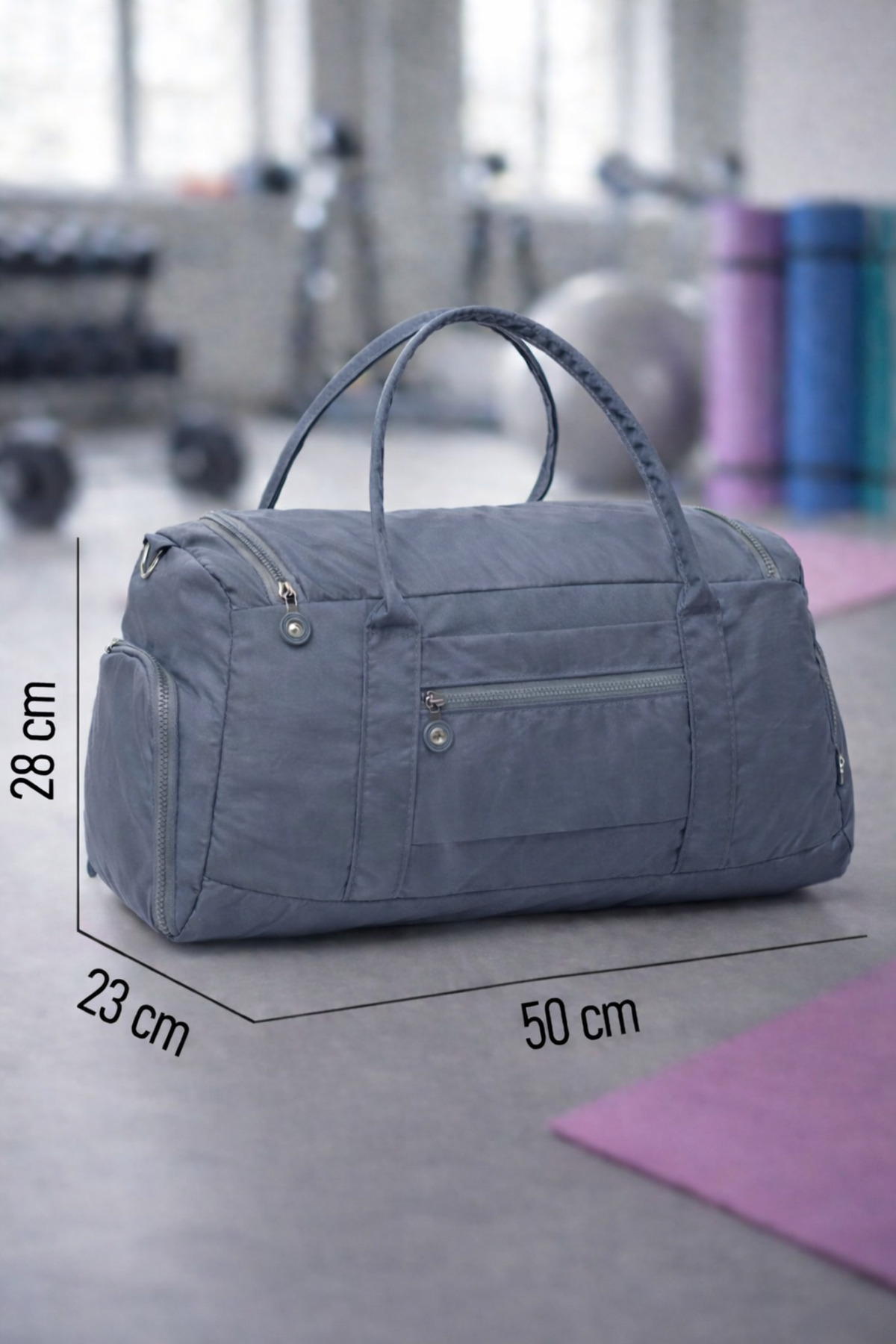 KAFF  Gri Krinkıl Kumaş Ayakkabı Bölmeli 0818 Önü Cepli Su Geçirmez Omuz Askılı Spor Ve Seyahat Çantası - Görsel 4