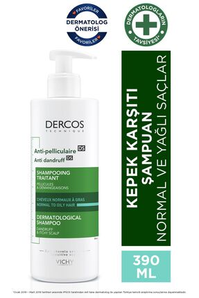 Vichy Dercos Anti Dandruff Normal ve Yağlı Saçlar İçin Kepek Karşıtı Şampuan ...