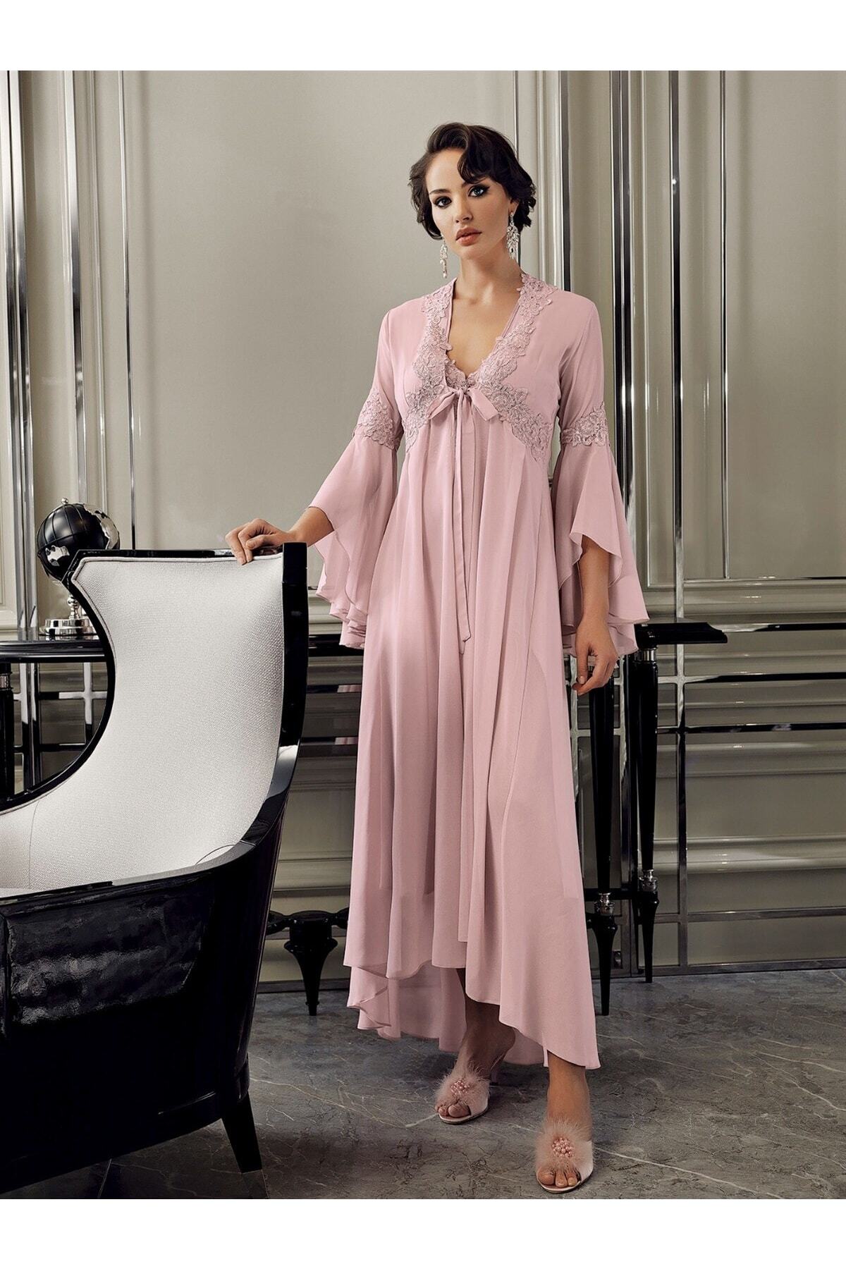 PERİN 9500 Altılı Saten Gecelik - Sabahlık Takımı