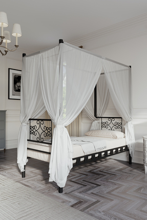 ARGİMO Stella Sultan Başlıklı Tek Kişilik Ferforje Metal Karyola (CİBİNLİKSİZ...