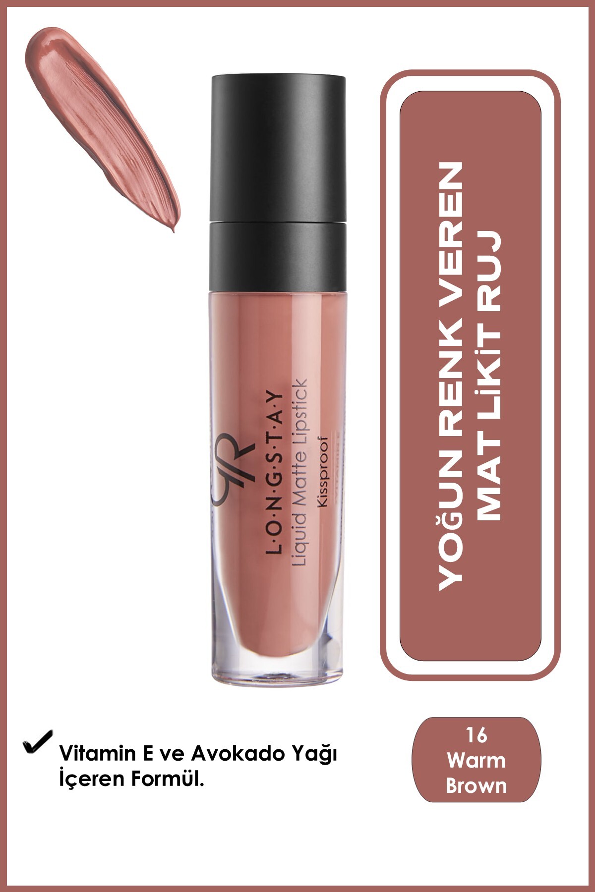 Golden Rose Longstay Liquid Matte Lipstick - 16 Warm Brown - Uzun Süre Kalıcı Likit Mat Ruj - Fiyatı, Yorumları