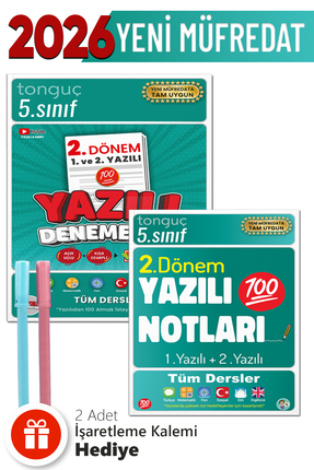 Tonguç Yayınları Kalem Hediyeli + 5. Sınıf 2. Dönem 1 Ve 2. Yazılı Yazılı Den...