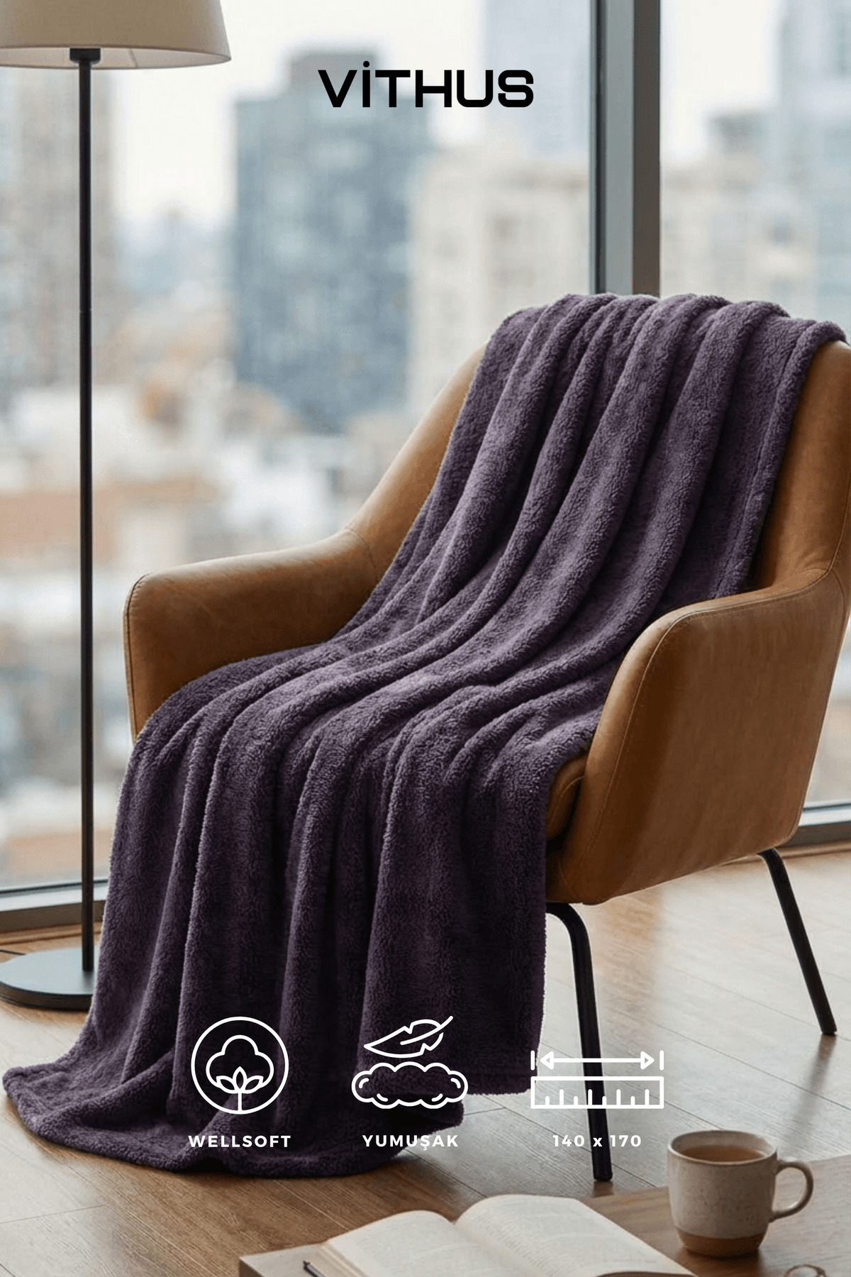 Wellsoft TV Blanket Plush Fleece Ultra Soft Blanket 140x170 cm