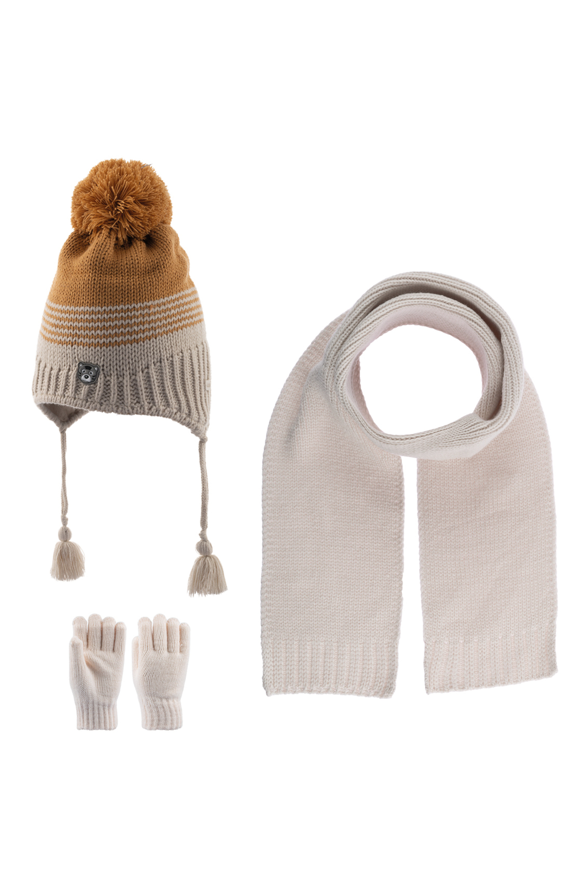 Kitti 4-8 Yaş Erkek Bebek & Çocuk Atkı Bere Eldiven 3'lü Takım fotoğrafı 3 (önizleme)