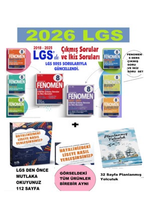 Fenomen Yayıncılık 2026 Lgs 8. Sınıf 2018-2025 Yılları Arası lgs Çıkmış Sorul...