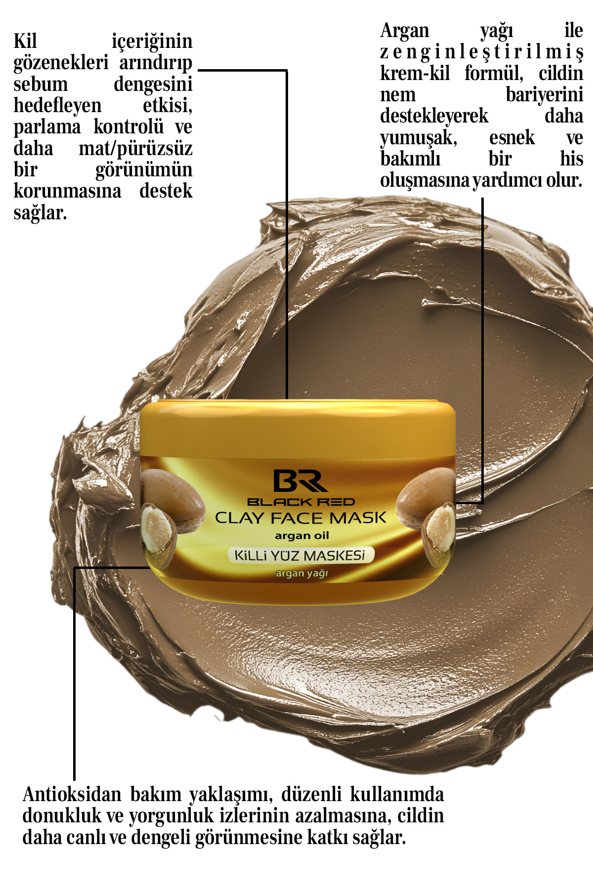 Kil Maskesi Anti-aging Ve Nemlendirici Yüz Maskesi Argan Içerikli Killi Yüz Maskesi - 400g — BRAKM1000 — تصویر 3 از 5