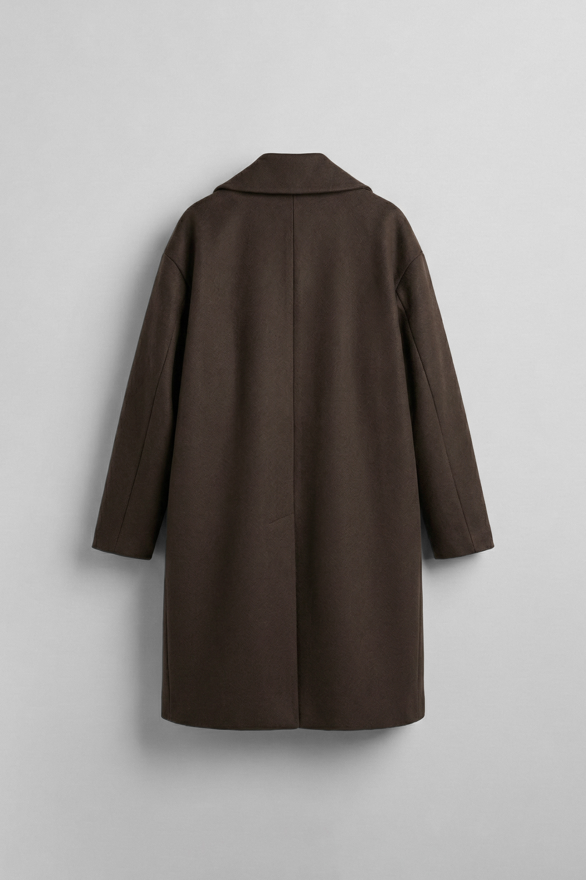 ablukaonline  Oversize Rahat Kesim Uzun Erkek Kaşe Kaban Palto Kahve - Görsel 3