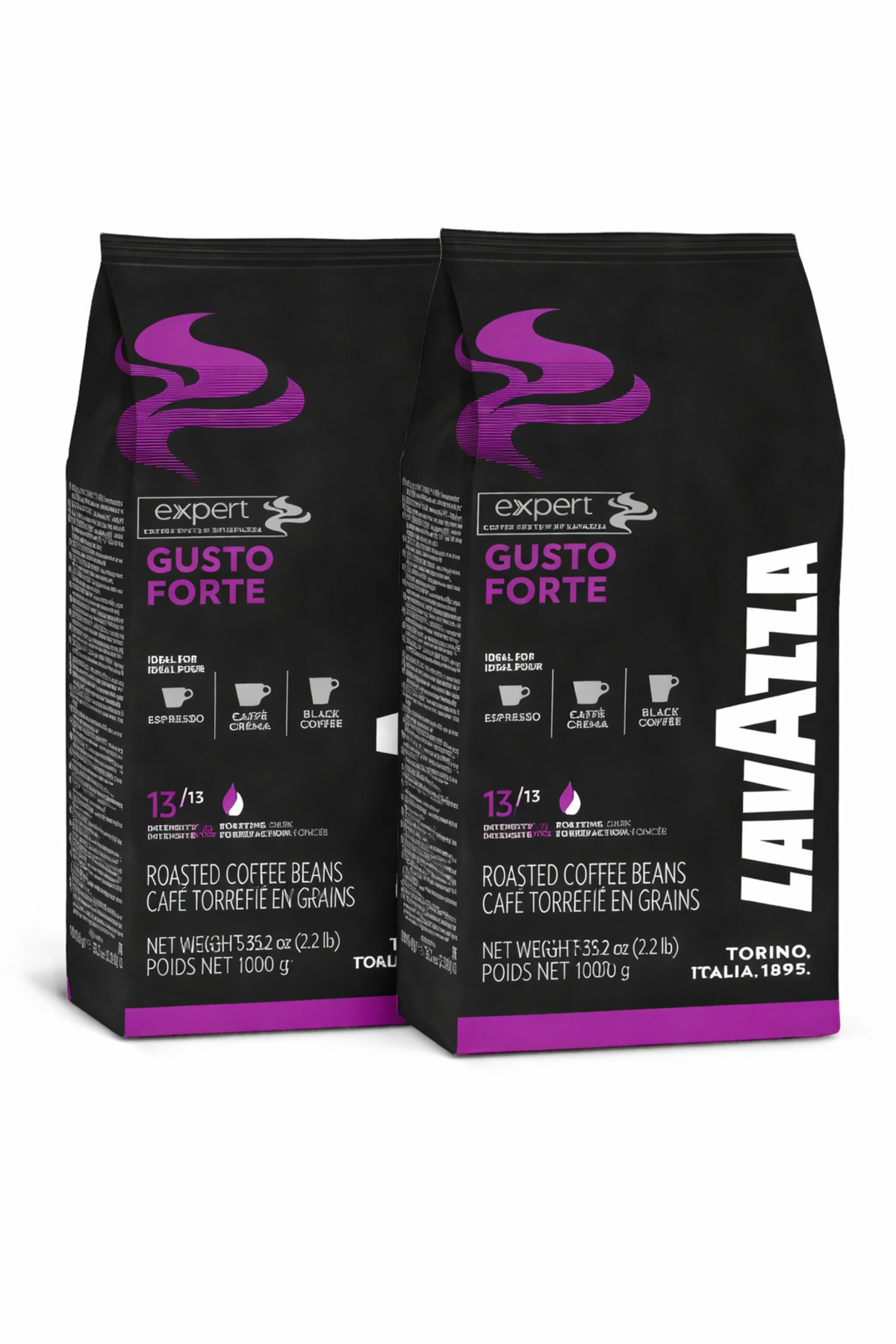 LavAzza Set 2 piese cafea boabe Gusto Forte, 1 Kg