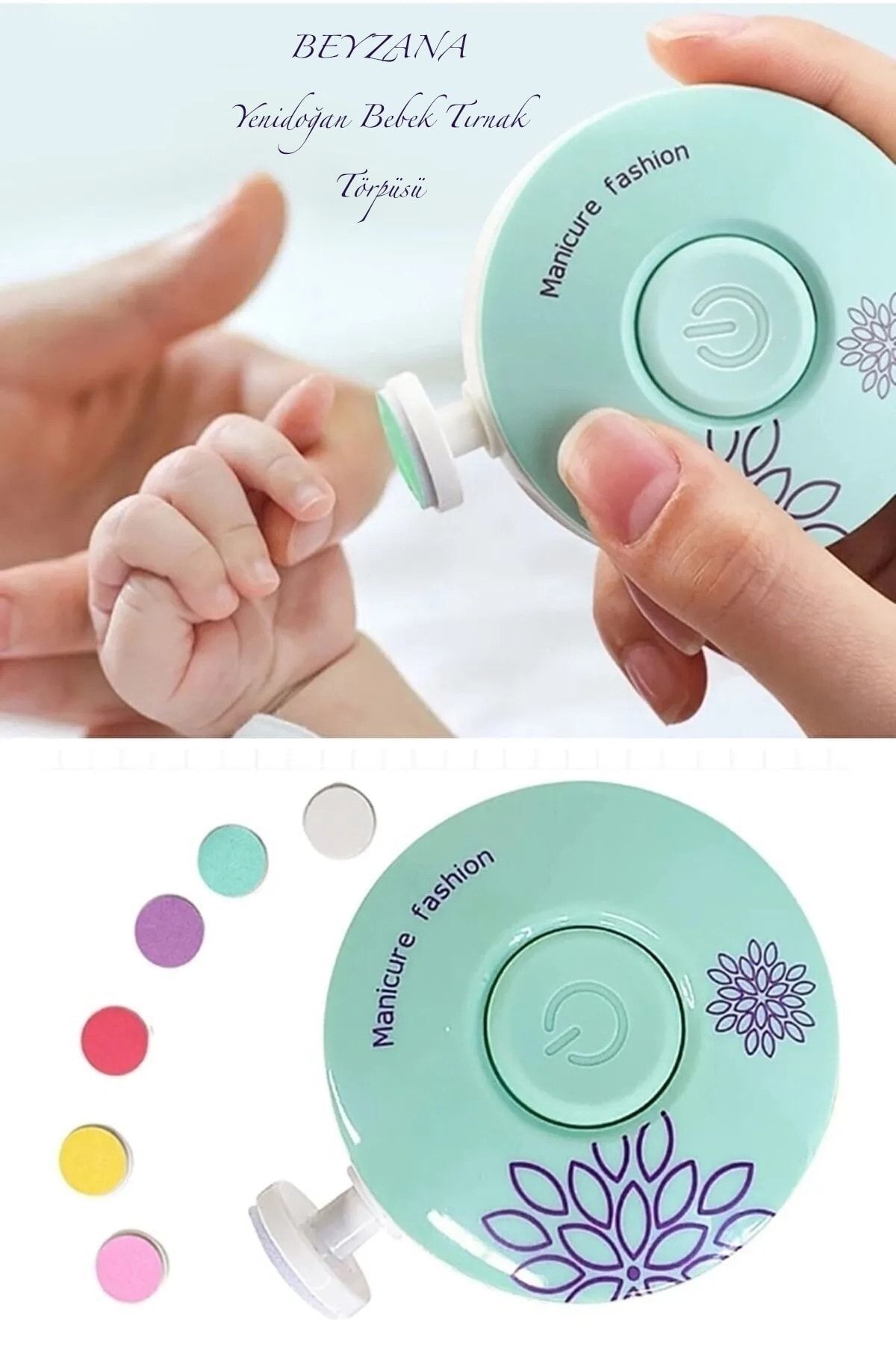 BEYZANA Yenidoğan Bebek Dönerli Pilli Tırnak Kesme Törpüleme Makinası fotoğrafı 3 (önizleme)