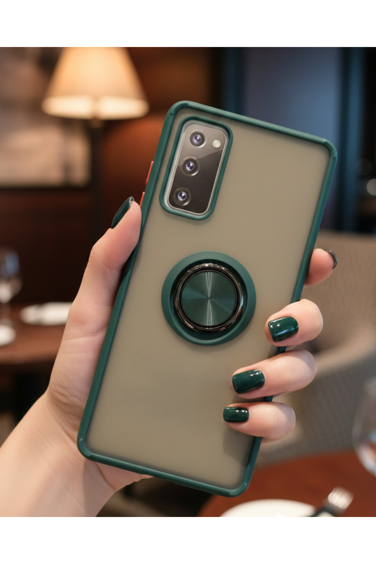 Samsung Galaxy S20 FE İçin Kamera Korumalı Yüzüklü Kılıf - Leke Tutmaz Mat ve Dayanıklı Yapı