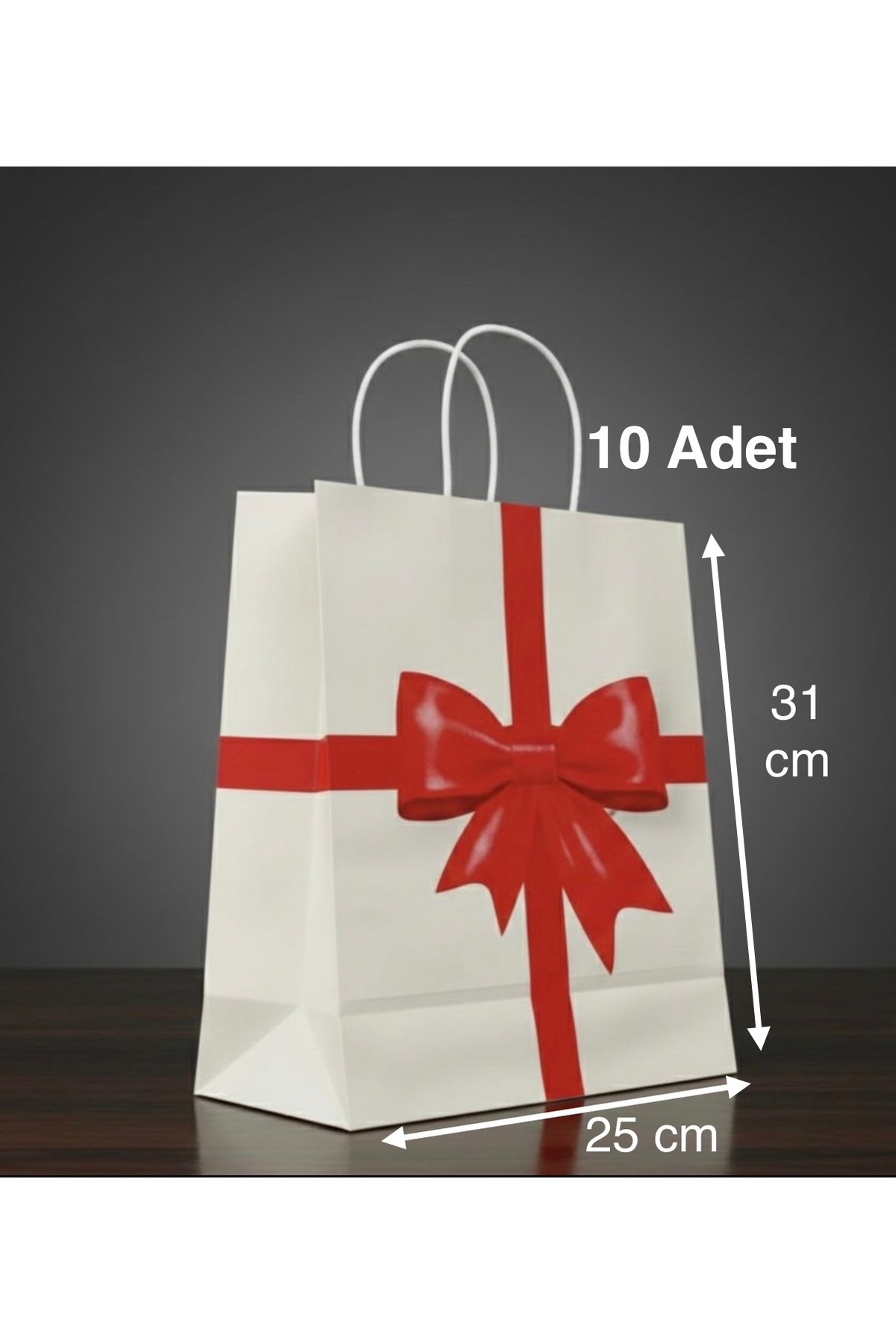 Ribbon Patterned Kraft Bag 25x31 Cm 10 Pieces Gift Bags, Gift Pack , Kraft Paper Bag