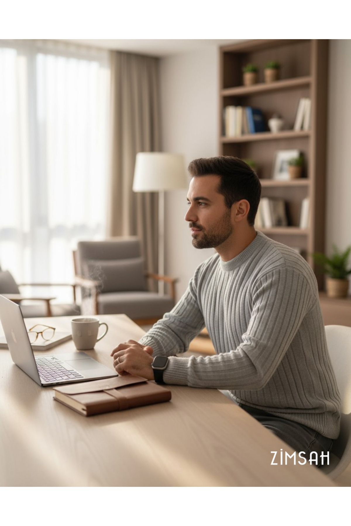 Zimsah  Erkek Kazak Triko Kazak Gri Kazak Slim Fit - Görsel 2