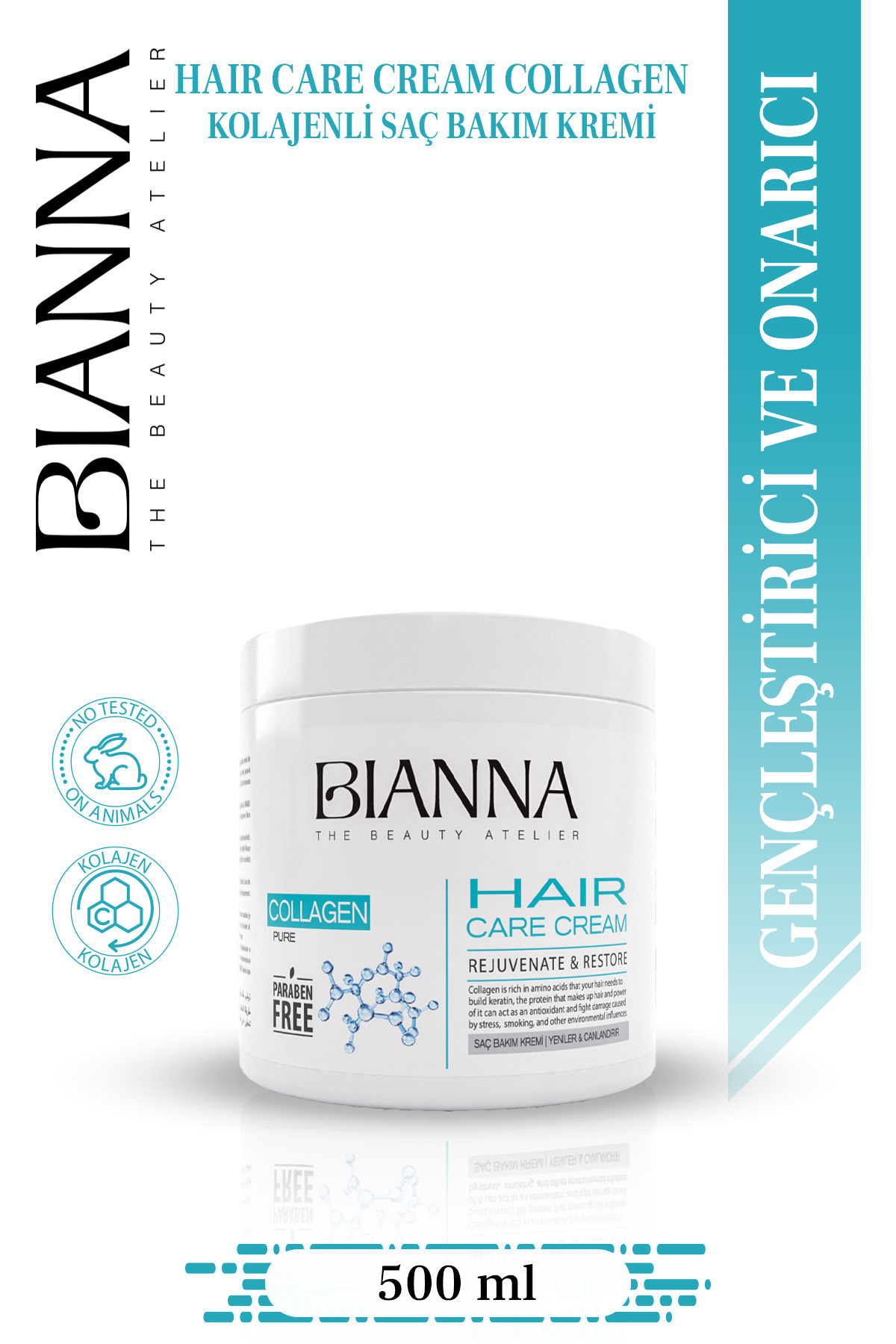 Bianna Saç Kremi Collagen Canlandıran ve Güneşten Koruyan Saç Bakım Kremi - 500ml — BKSBK3000