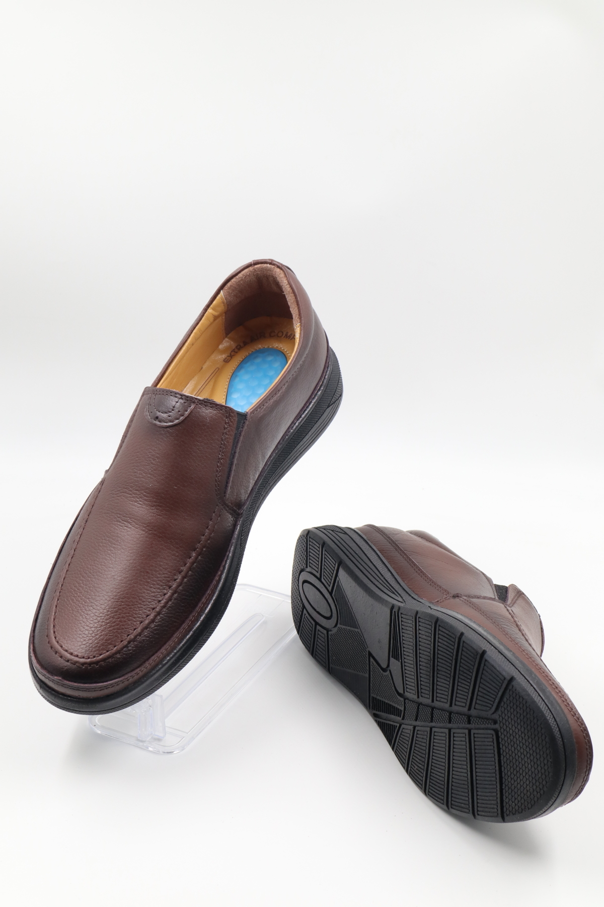 nazenintasarımlar  Erkek Hakiki Deri Ultra Rahat Ortopedik Jelli Kahverengi Günlük Ayakkabı - Görsel 4