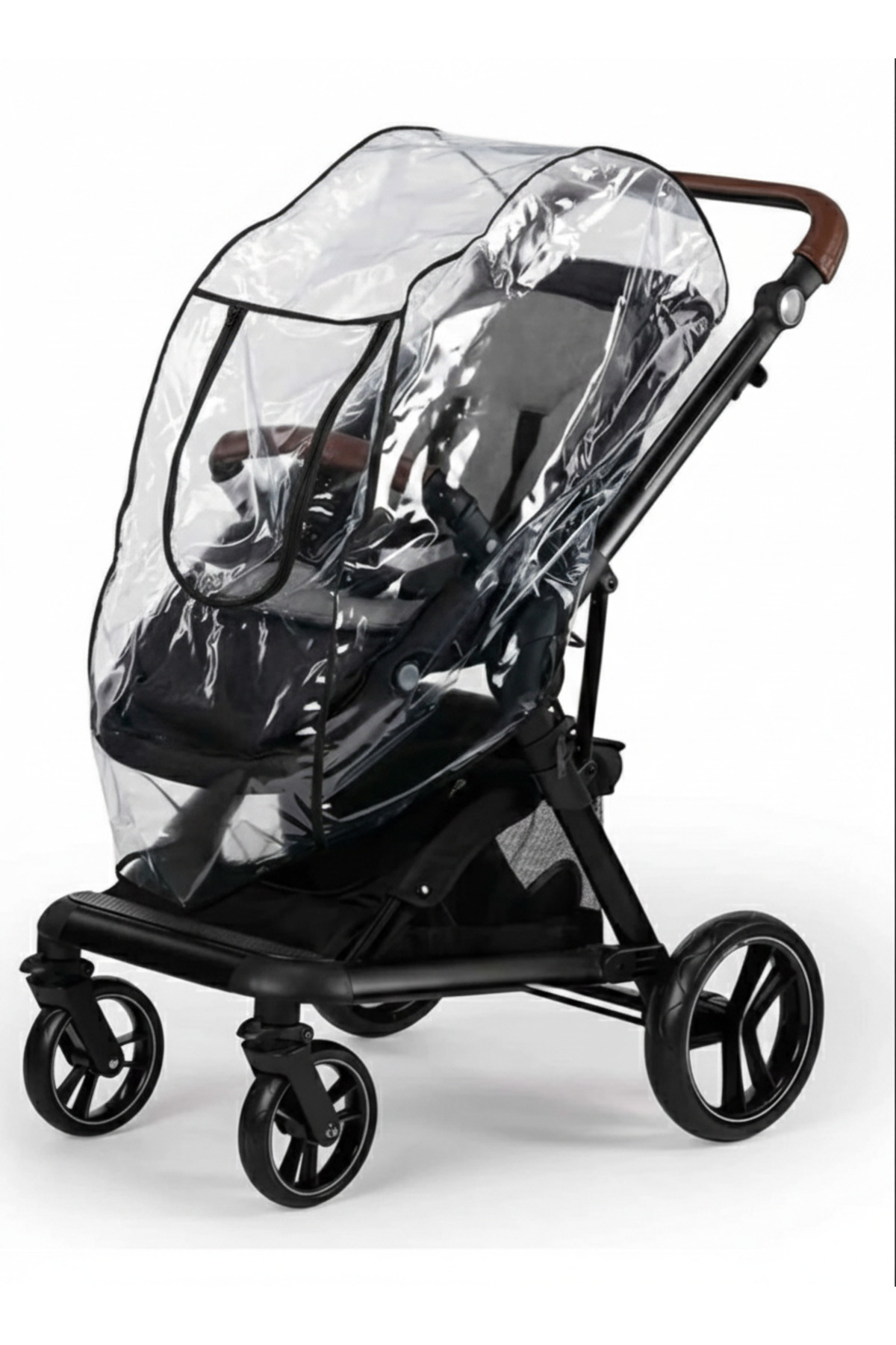 MorPort Ultra Lüx Fermuarlı Bebek Arabası Yağmurluğu Siyah Yağmurluk { BÜTÜN BEBEK ARABALARINA UYUMLUDUR } fotoğrafı 3 (önizleme)