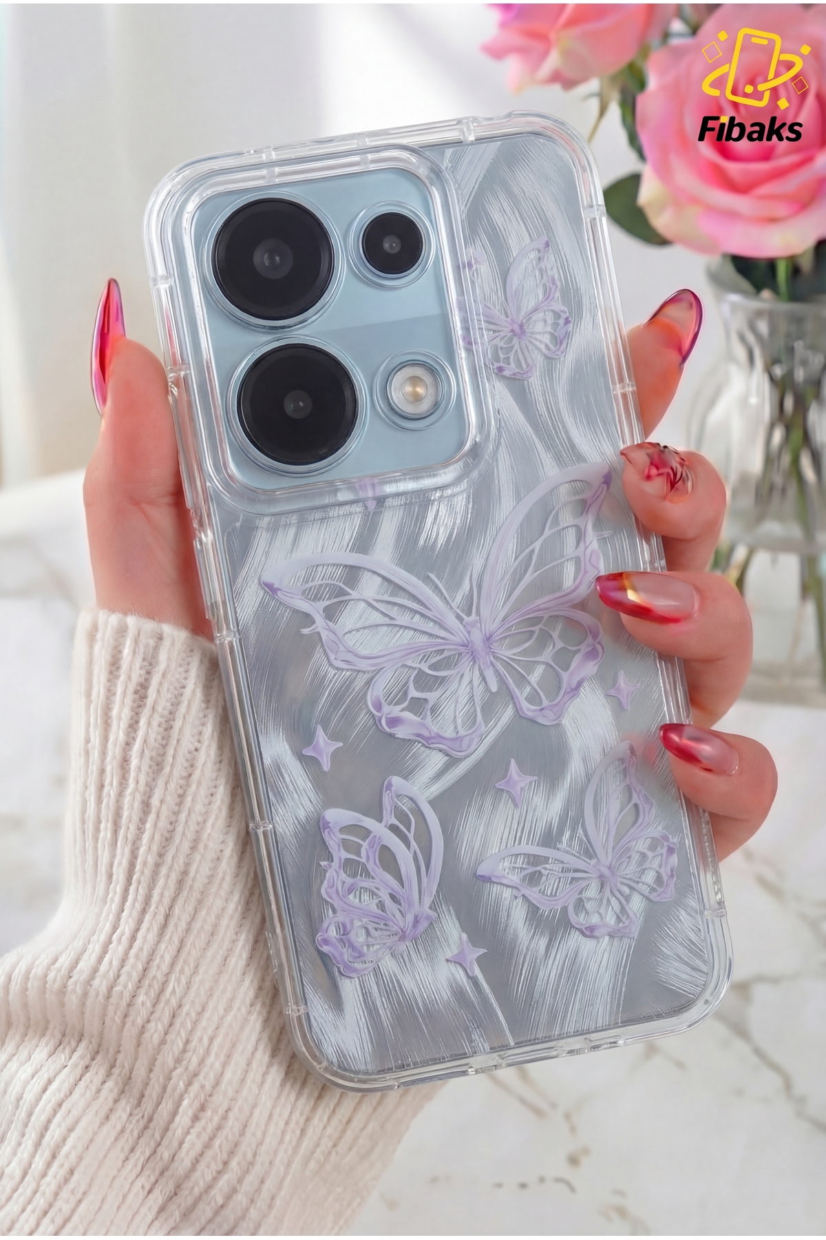 Redmi Note 13 Pro 4G Case Dismantle Plug Camera Shiny Hologram Butterfly Shock Absorber