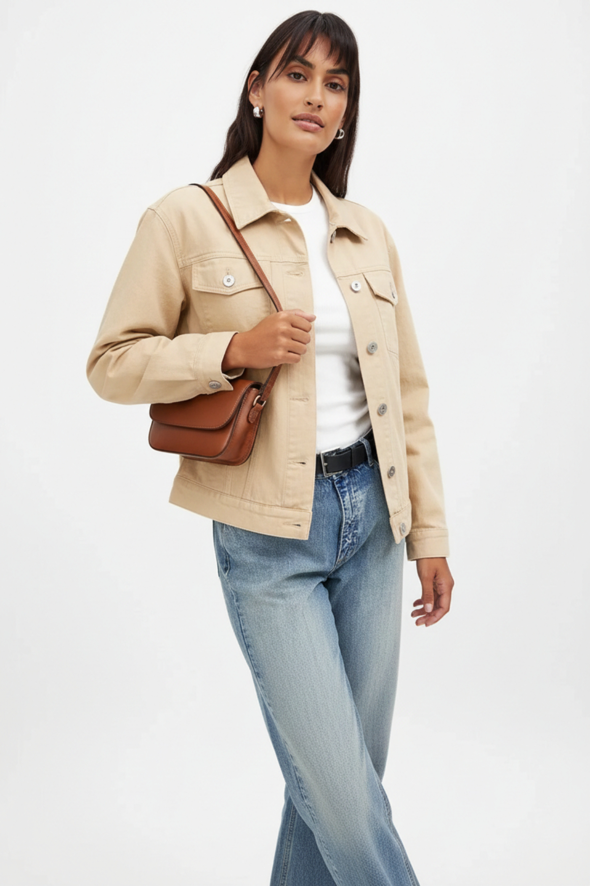 CHEISU  Kadın Beyaz Uzun Kollu Bisiklet Yaka T-shirt Bluz Kaşkorse Fitilli - Görsel 5