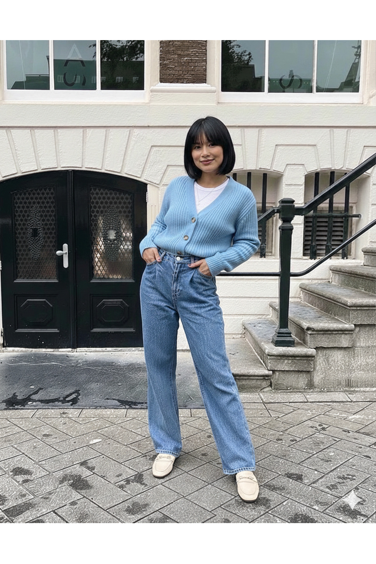 YUGA KNİTTİNG  KADIN BASIC SELANİK ÖRGÜ DÜĞME DETAYLI HIRKA - Görsel 4