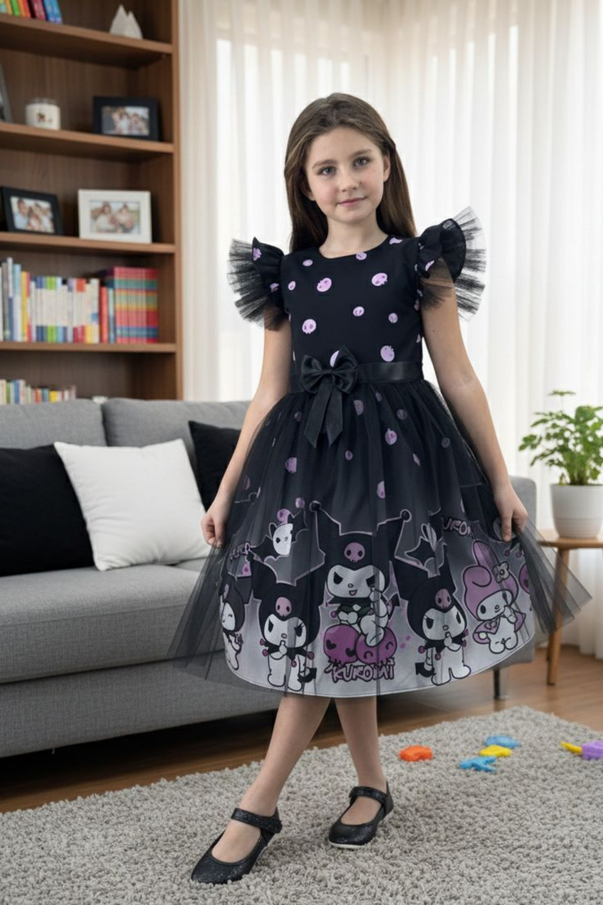 tny kids collection Krep Kuromi Kız Çocuk Elbisesi - Fiyatı
