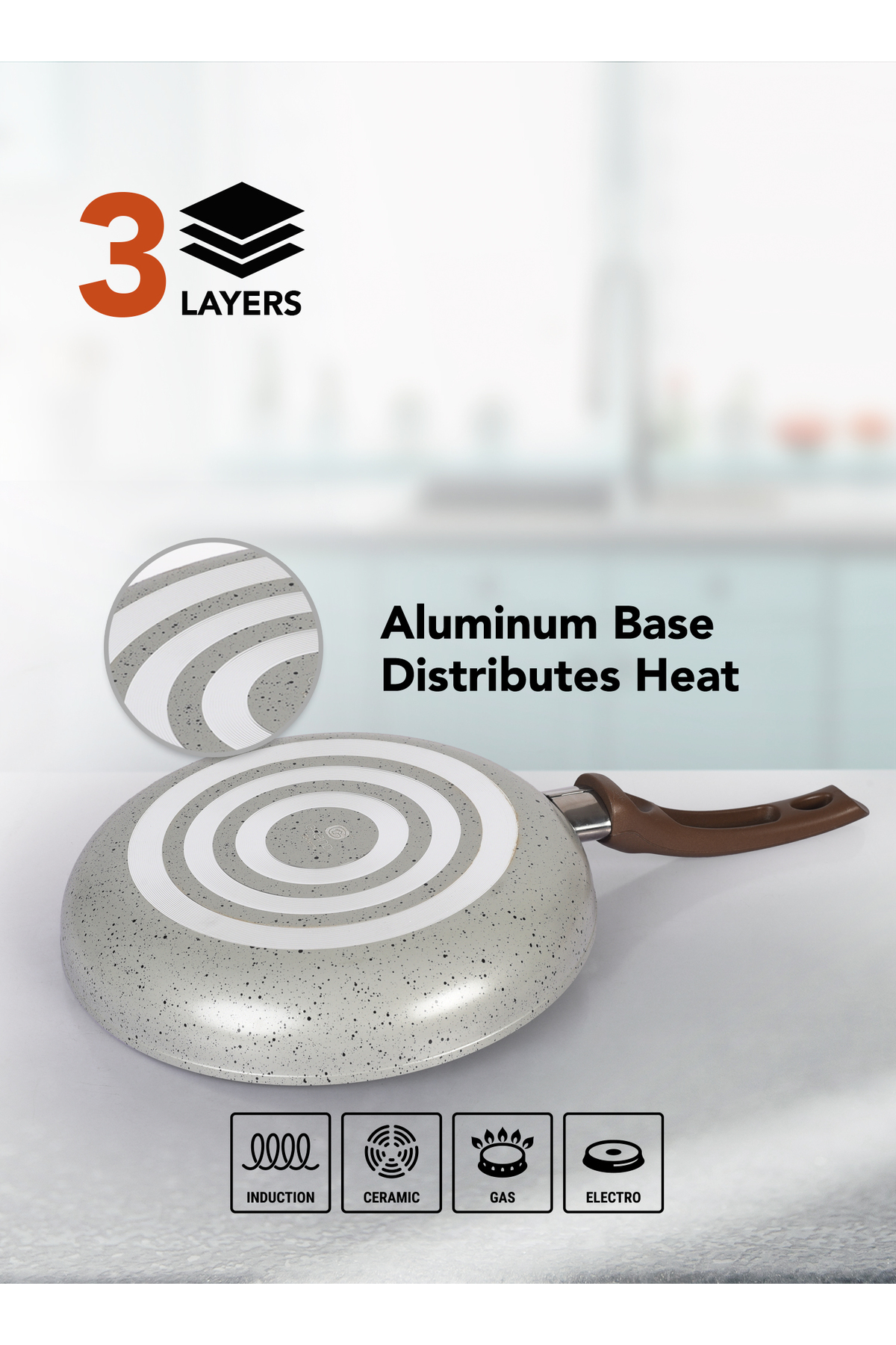 طقم أواني طهي جرانيت غير لاصقة من 7 قطع - بني وبيج...