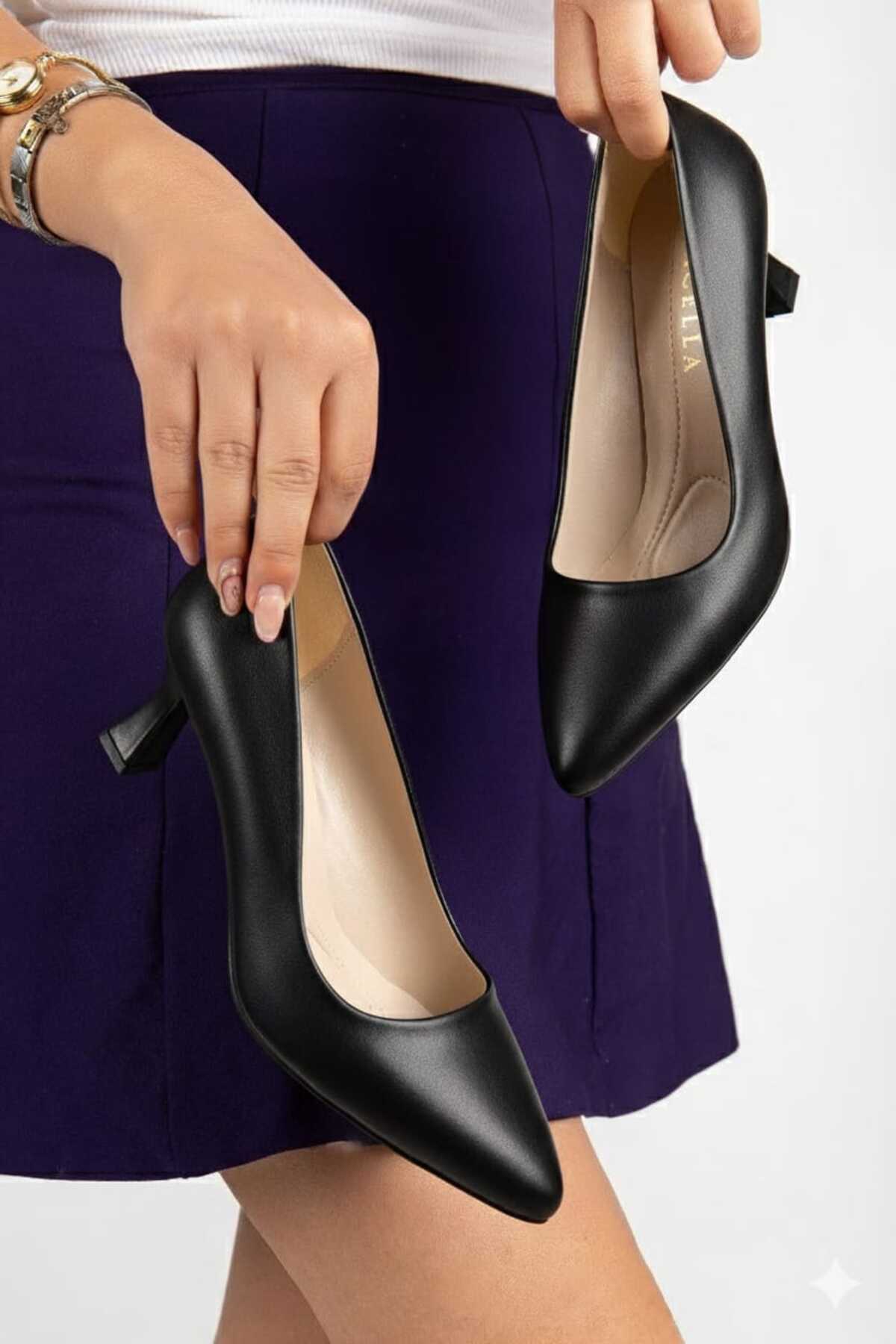 rephro store Stiletto ženske crne cipele sa srednjim potpeticama, udobne za s...