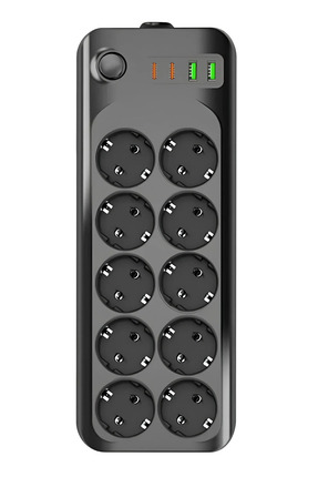 MATECHNO 2 MT Uzatma Kablosu Çoklu Priz Termal Akım Korumalı 10'lu Priz 3X US...