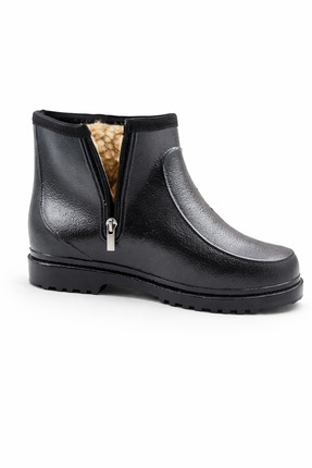 fafatara Karbot Yünlü Fermuarlı Siyah Su Geçirmez Kaymaz Taban Kışlık Bot