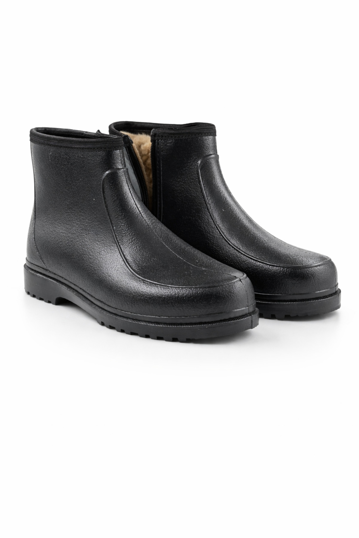 fafatara  Karbot Yünlü Fermuarlı Siyah Su Geçirmez Kaymaz Taban Kışlık Bot - Görsel 2