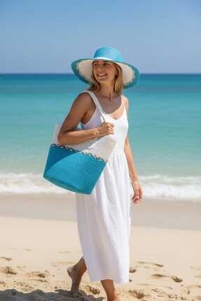 Aware Time Hasır Fötr Şapka & Hasır Plaj Çanta 2'Li Set