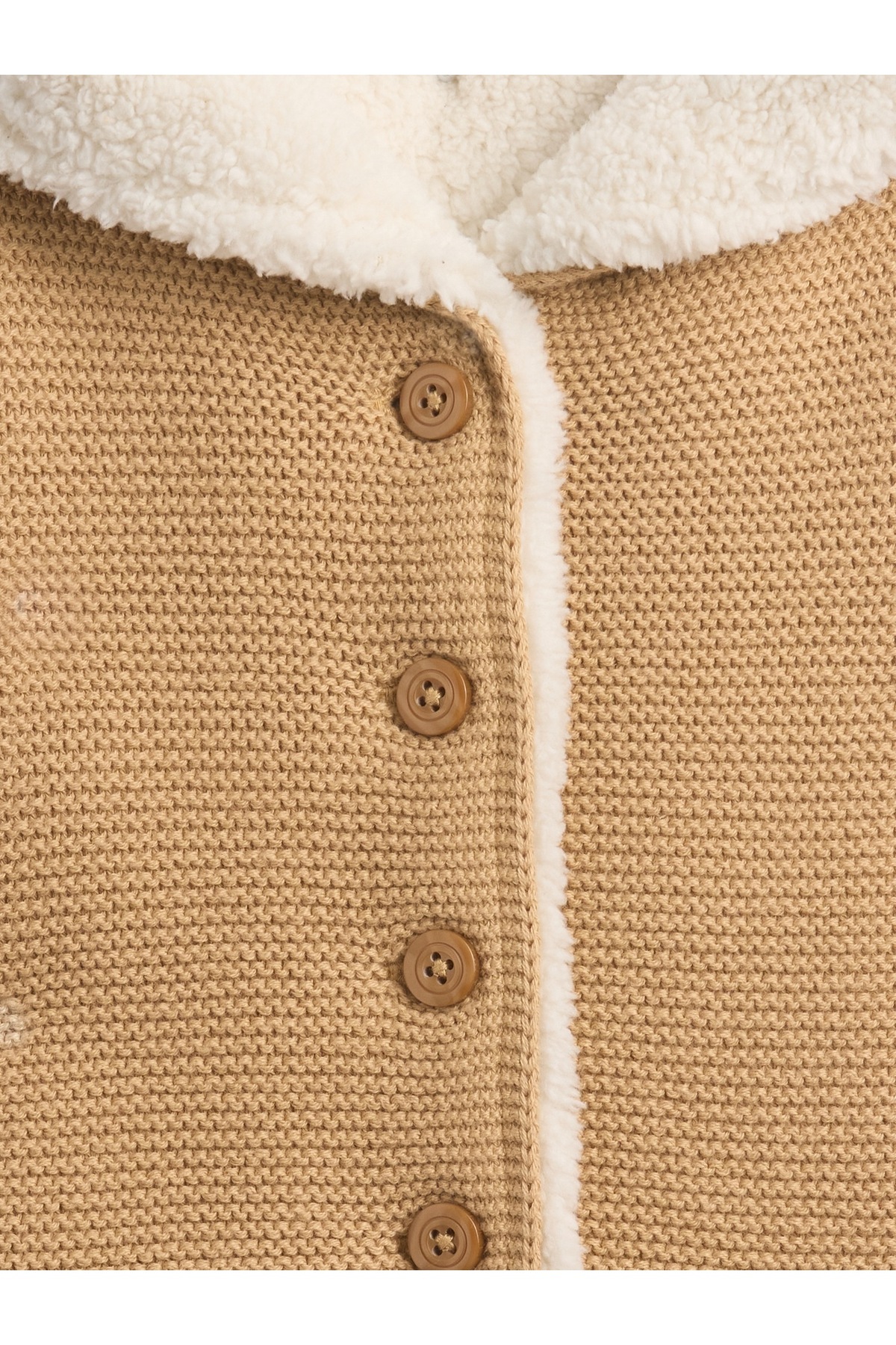 GAP Bebek Açık Kahverengi Sherpa Astarlı Kapüşonlu Hırka fotoğrafı 2 (önizleme)