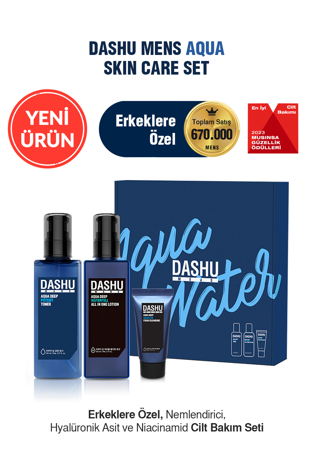 Dashu Erkeklere Özel, Nemlendirici, Cilt Bakım Seti Mens Aqua Skin