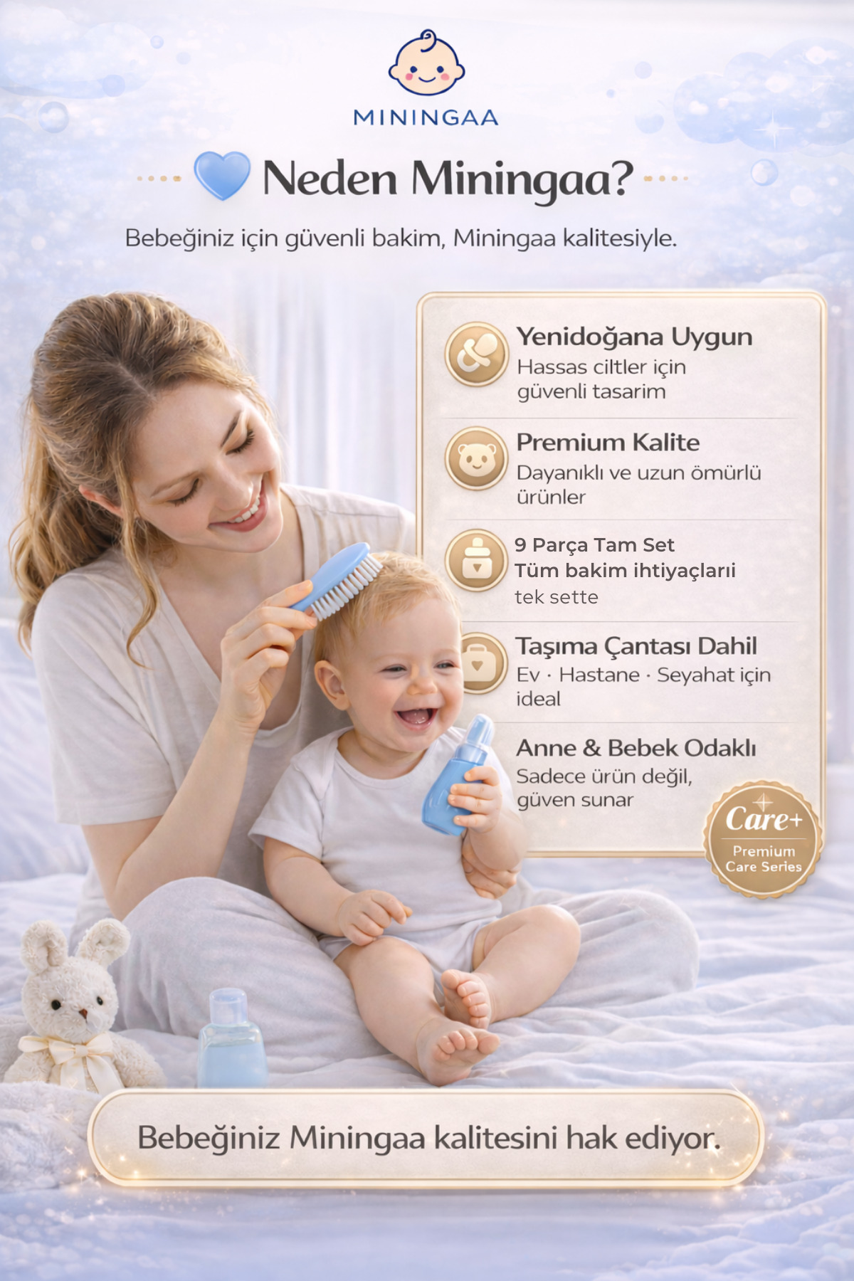 Miningaa 9 Parça Bebek Bakım Seti Anne Çantası İçin Düzenli Güvenli Seyahat Dostu Mavi Bakım Kiti fotoğrafı 7 (önizleme)