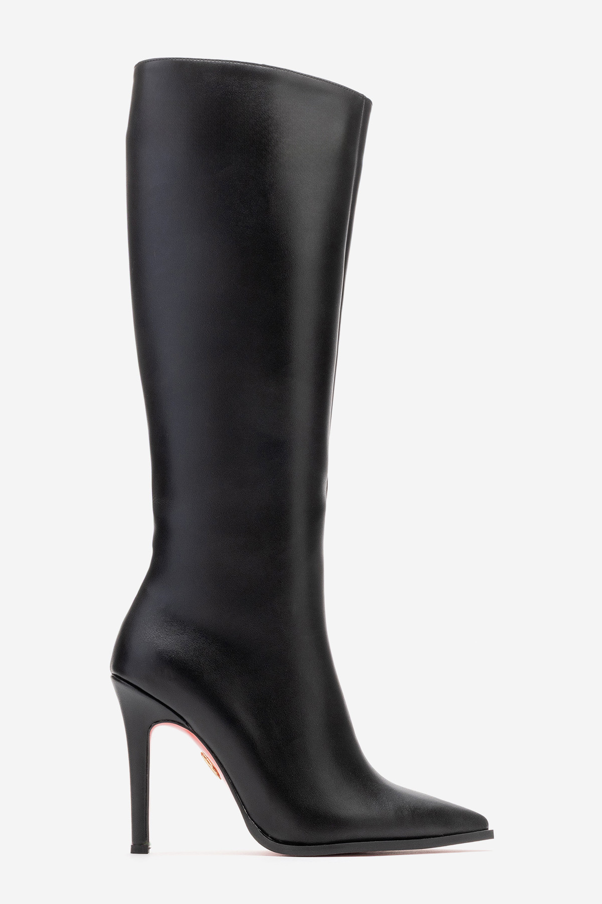 Ayakkabı Ateşi  Kadın Diz Altı Fermuarlı İnce Topuklu Çizme Yoran Siyah Cilt - Görsel 2