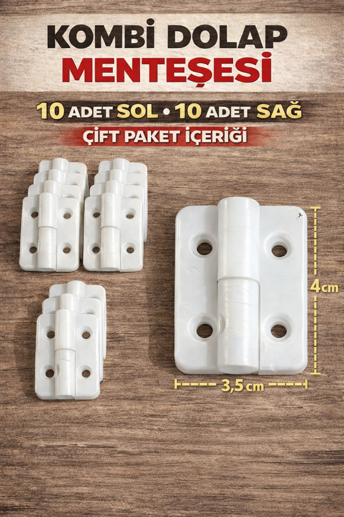 yurdal Kombi Dolap Menteşesi Ve Pano Menteşe Plastik Beyaz Sağ 10