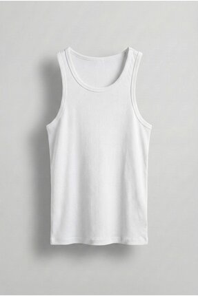 ablukaonline Erkek Basic Fitilli Kumaş Sporcu Atlet Beyaz