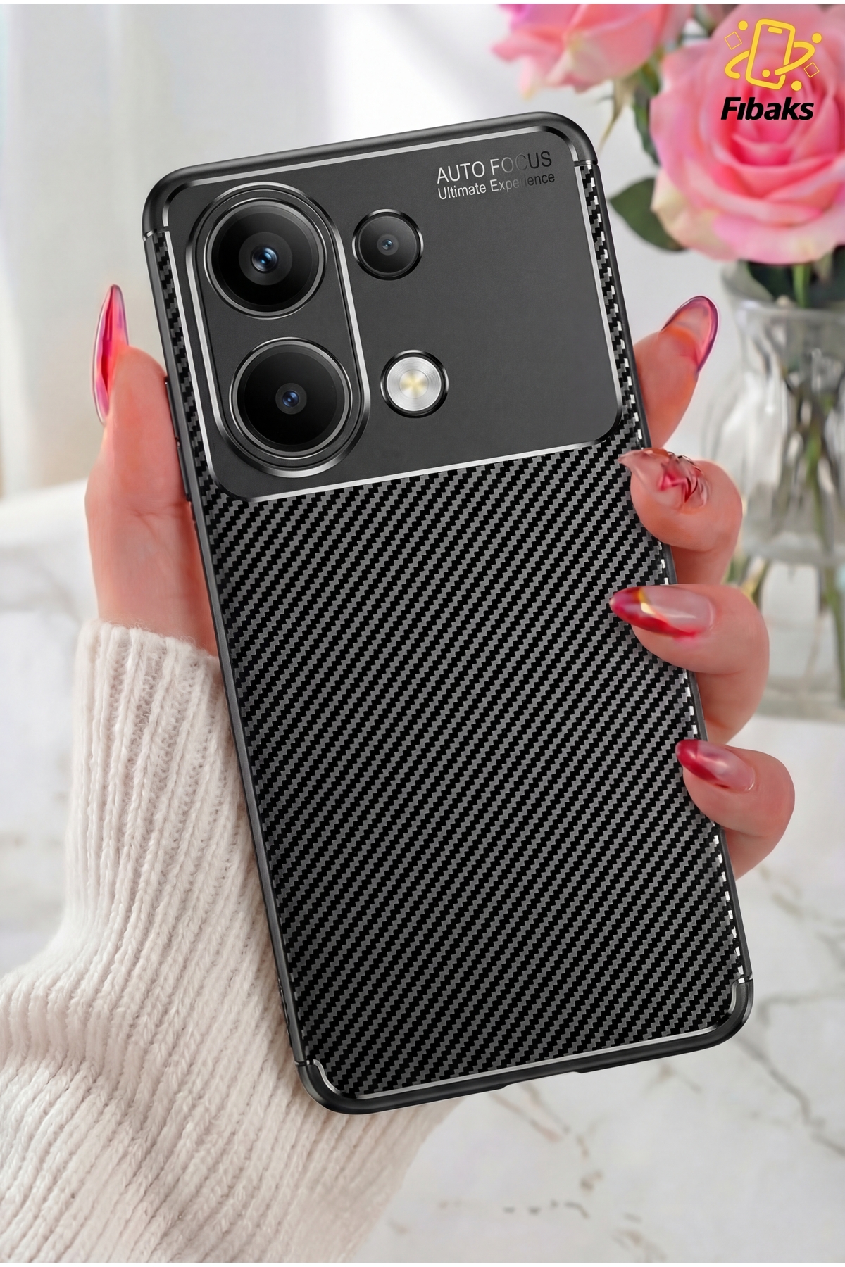 Redmi Note 13 Pro 4G Case Camera Protruding Carbon Fiber Pattern Colorless Protective Cover