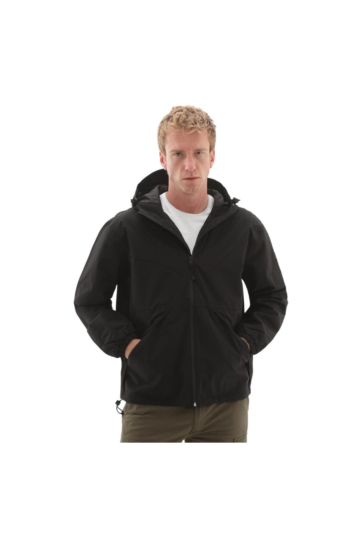 B0A68CB0011-R Wınnıck Waterproof Shell Jacket Erkek Yağmurluk-R&amp;uuml;zgarlık Siyah — مشکی — تصویر 2 از 7