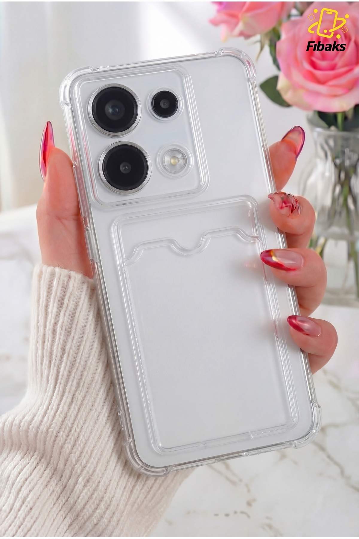 Redmi Note 13 Pro 4G Case Camera Protection Card Holder Wallet Shock Absorber Cover with Corner Guard