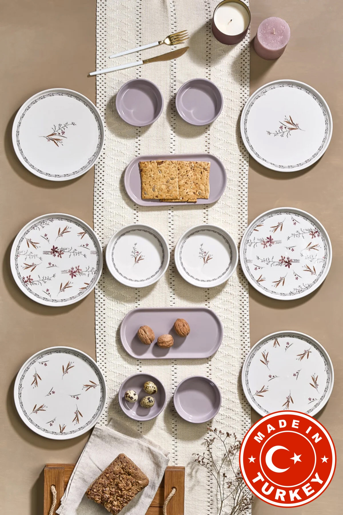 Kitchen Life طقم إفطار فاخر مكون من 14 قطعة لستة أشخاص - طقم تقديم إفطار فاخر