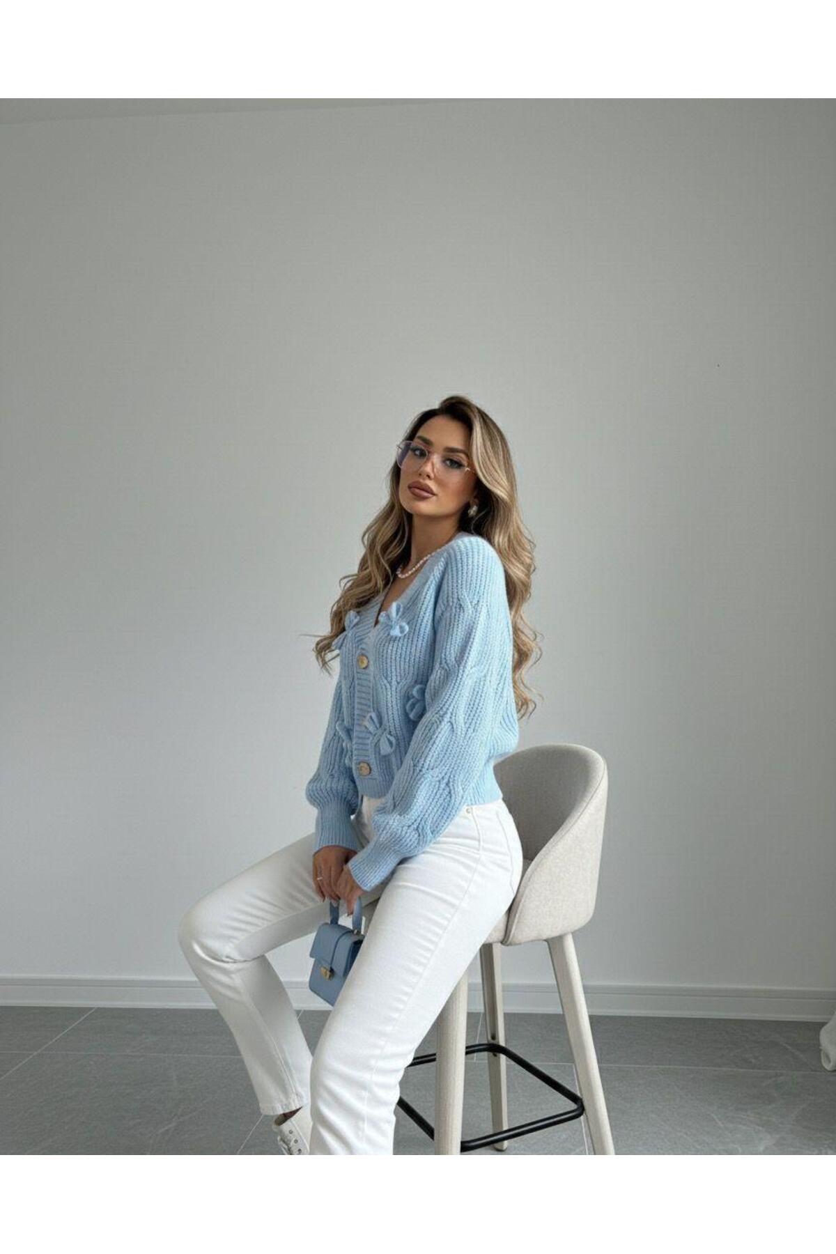 hidafashion  KURDELE DETAYLI TRİKO HIRKA - Görsel 2